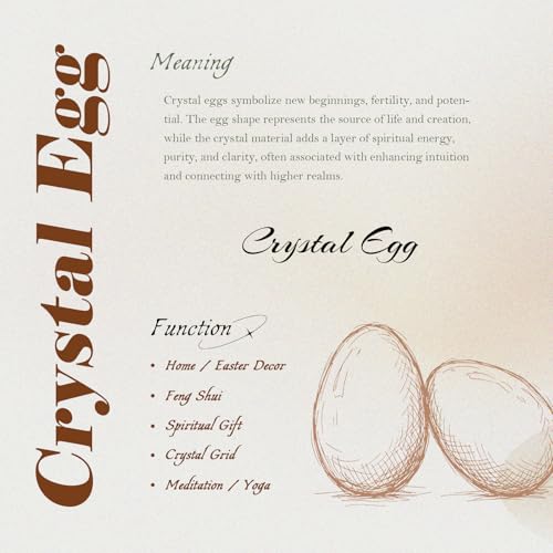 TUMBEELLUWA 4pcs Natural Crystal Eggs for Massage, Meditation & Healing Purple & Pink & Yellow & White