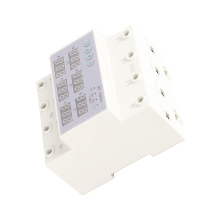 3 Phase DIN Rail Voltmeter Voltage and Current Protector Digital Display 3 Phase Voltage Monitoring Sequence Relay AC 390‑500V (63A) 63A