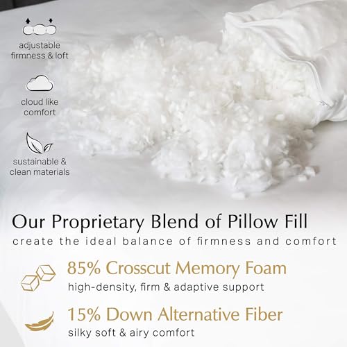 Aricove Extra Pillow Fill, Crosscut Memory Foam with Down Alternative Microfiber Blend, Fill Stuffing for Sleep or Body Pillow, White, 7oz