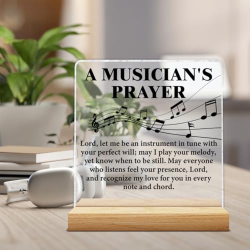 Musical Gifts for Men Women, Birthday Graduation Gifts for Music Lover Musicians Music Teacher, Musicians Prayer Clear Acrylic Desk Decorative Sign Home Office Decor Music-B