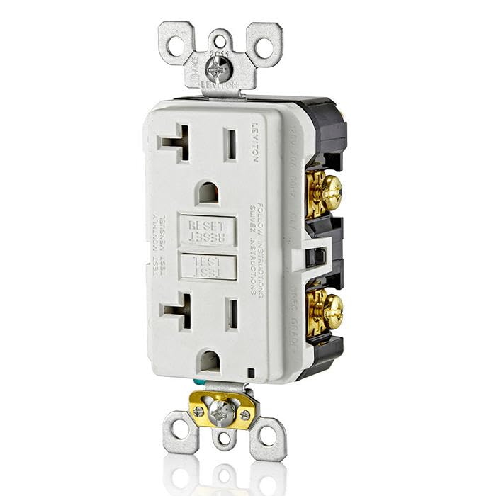[Australia - AusPower] - Leviton GFWT2-W Self-test SmartlockPro Slim GFCI Weather-Resistant and Tamper-Resistant Receptacle with LED Indicator, 20-Amp, White 20 Amp 