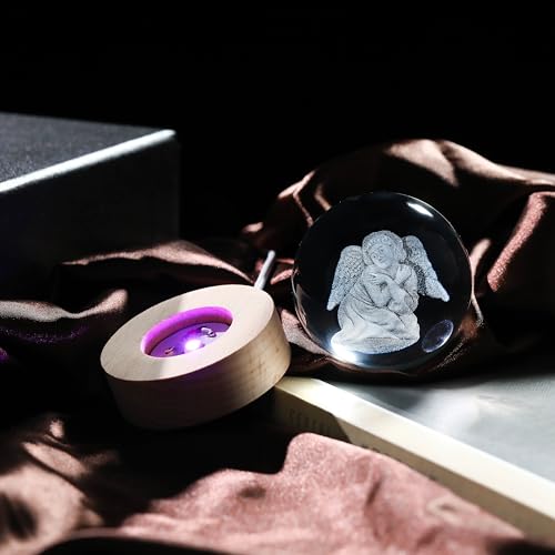3D Angel Gifts for Women - Crystals Ball 60mm Angel Figurines Decor Glass Animals Figurine Stuff for Room Birthday for Best Friend Lovers Paperweight