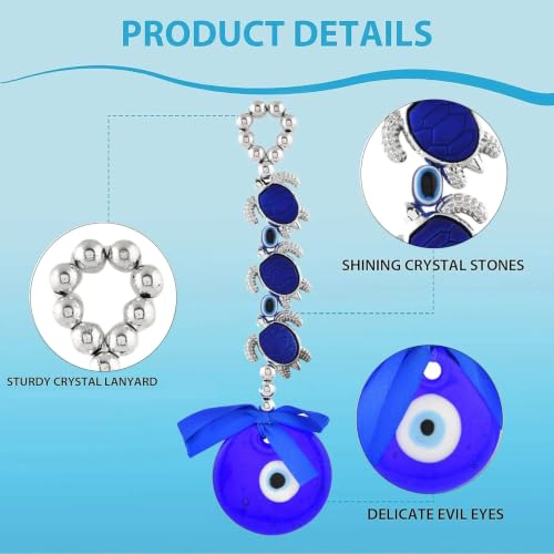 LoveNspire Evil Eye Turtle Hanging Decor for Home, Car & Office – Turkish Nazar Protection Charm, Handmade Blue Wall Hanging for Good Luck, Housewarming Gift, Door Decor Ornament (7.5 Inch) Evil Eye With Turtle
