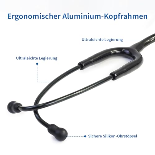 Scian Lightweight Stethoscope - Improved Sound Featherlight Satin Flex Tube for Clinics - Essential Equipment for Caregivers, Black