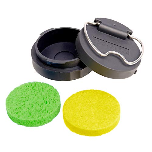 Portable Soldering Iron tip Sponge Cleaner, Watertight/airtight Carry case with Integrated Soldering Iron 'Rest bar'. Made in Japan. ENGINEER ss-05 Black