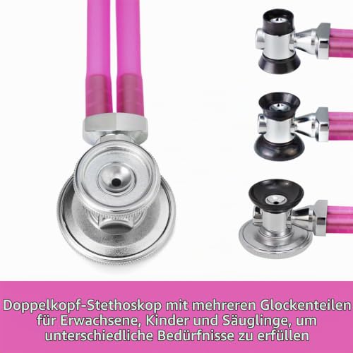 SCIAN Stethoscope Sprague Rappaport for Doctors, Nurses, Medical Students, Multifunctional Cardiology Stethoscope Double Head with Adults, Children and Toddlers, Changing Bell (Pink) pink