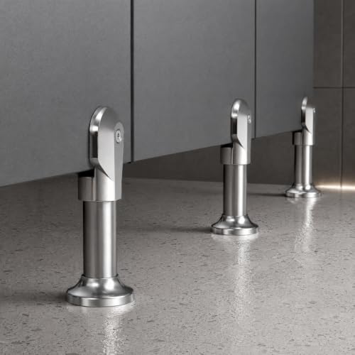 Mikikit Stainless Steel Toilet Cubicle Partition Support Feet 4 Pack Restroom Partition Fitting Accessories with 8 Gaskets 14.20 X 7.00 X 7.00 Cm for Public and Commercial Stalls 14.20X7.00X7.00CM