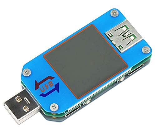 DROK USB Power Meter, DC 4-24V 5A LCD USB A&C Voltage Current Display USB Tester Multimeter, Test Speed of Charger Cables, Capacity of Power Bank, QC 2.0 3.0 Blue USB-A&USB-C Pro