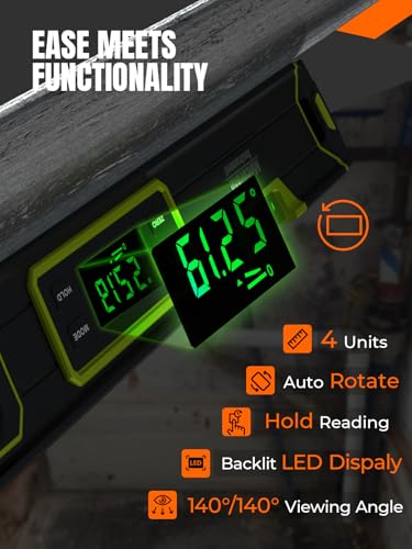 Mecurate 16-inch magnetic digital level with electronic angle finder and digital display