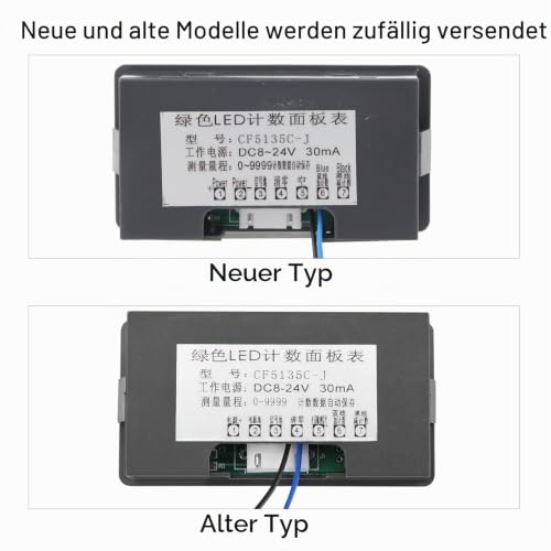 4-Digit Automatic Digital Counter, DC 8-24V, LED Display, Counting Range 0-9999, Up-Down Counter, Green, 8 x 4 x 2.5 cm