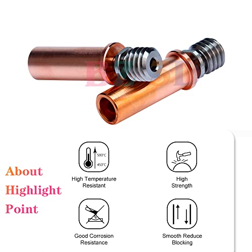 Vyper BiMetal Heatbreak,Kobra 2 Copper+Titanium Alloy All Metal Bi-Metal Heat Break for Kobra Max/Kobra 2/Neo/Kobra 2 Pro/Plus/Max/i3 Mega/Mega S/X/Pro/Vyper/Chiron Hotend.(2Pcs)