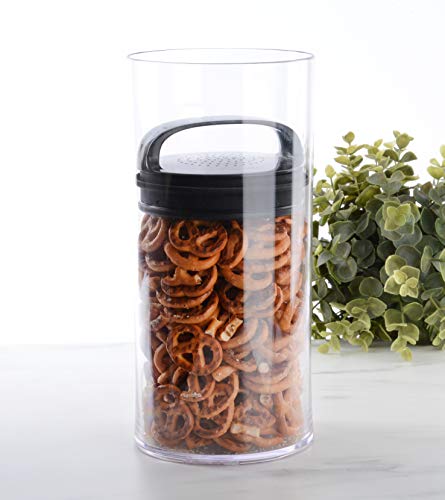 Prepara Evak Fresh Saver, Medium-Tall Airless Canister with Black handle, 2.3 Quart, Clear (Pack of 2) 2.3 Quart (Pack of 2)