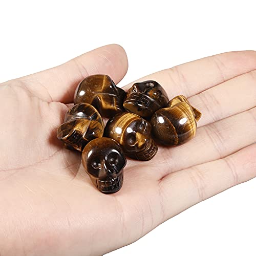 Amogeeli 1 Inch Healing Crystal Skull Sculpture Set of 4, Hand Carved Stone Head Figurine Home Decor Brown