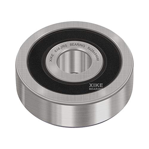 XIKE 10 pcs 638-2RS Ball Bearings 8x28x9mm, Chrome Steel & Double Rubber Seals, Deep Groove Bearing for Small Motors Pumps 638-2RS | 8 x 28 x 9 mm