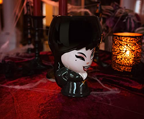 Geeki Tikis Cupful of Cute Mistress of the Dark Elvira Ceramic Mug | Party Cocktail Tumbler For Liquor and Beverages | Holds 18 Ounces