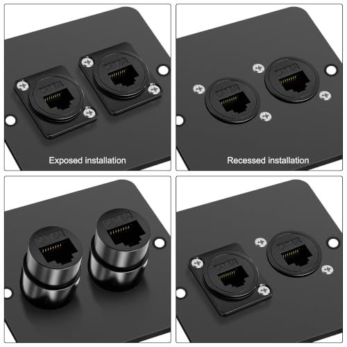 XMSJSIY D-Type RJ45 CAT6A Panel Mount Adapter Coupler Ethernet Socket | D-Type RJ45 8P8C Female to Female Extender Adapter LAN Network CAT6A Connector Pass-Through Coupler for CAT6A/CAT6/CAT5E/CAT5