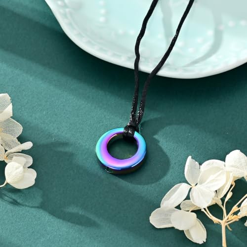 Cremation Jewelry-Circle of Life Eternity Keepsake Memorial Pendant Necklace for Ashes for Women Gifts With Funnel Kit & Bag Rainbow
