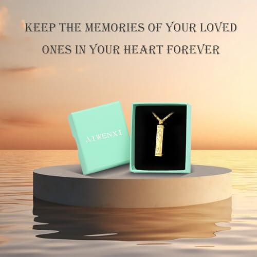 Tree of Life Urn Necklace, Stainless Steel Memorial Ashes Pendant Gold