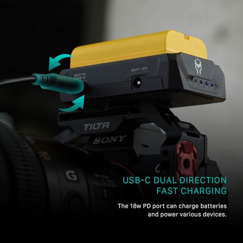 Tilta F970 Battery Plate V2 - Black | Universal | Anti Rotation | Power Accessories | Dual Direction USB-C | Battery Indicator | TA-BTP2-F970-B