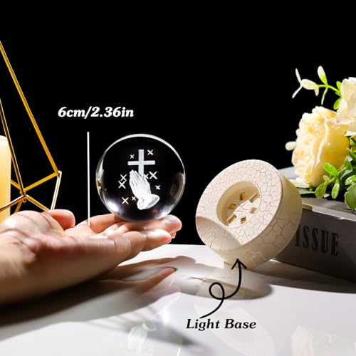 Arikyrist 3D Cross with Praying Hands 2.36in. Crystal Ball Religious Gifts Cross in Hand
