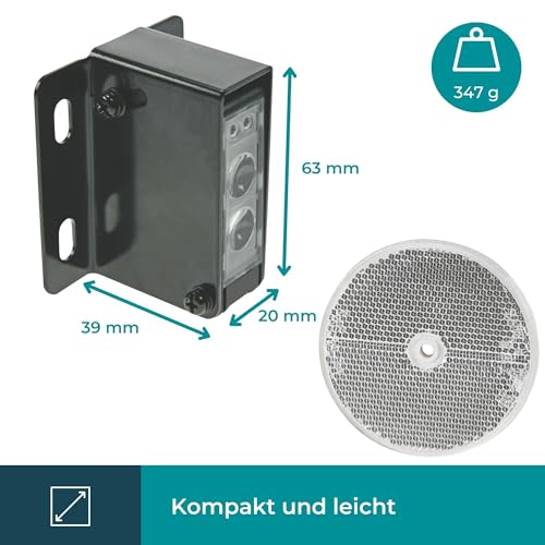 EtiamPro IR Light Barrier Sensor, Infrared Light Barrier with 10 m Range, Retroreflective Detection, IP44 for Indoor and Outdoor Use, Fast Response, NO Relay for Access Control and