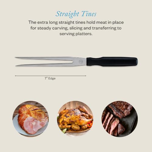 Messermeister Pro Series 7” Straight Carving Fork - German X50 Stainless Steel & NSF-Approved PolyFibre Handle - Rust Resistant & Easy to Maintain - Made in Portugal