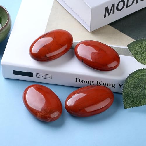 DUQGUHO Red Jasper Stone Palm Stone 2.4'' Red Stone Natural Healing Crystal Worry Stone Energy Balancing Polished Stones Blessing Gifts Boho Pocket Stone 1PCS