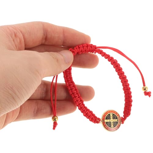 Homoyoyo Saint Benedict Adjustable Rope Bracelet with Alloy Medal Handmade