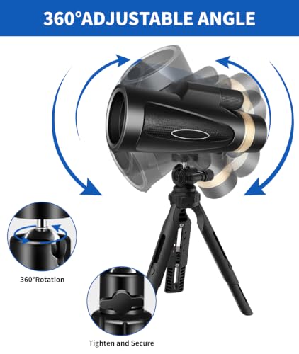 Monocular Telescope 12X60 HD High Power with Smartphone Adapter Tripod Larger Vision Monoculars for Adults with BAK4 Prism & FMC Lens Suitable for Bird Watching Hiking Camping Wildlife-Black black