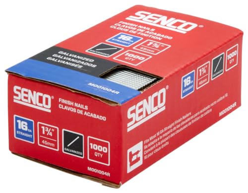Senco M001004R 1-3/4-inch 16-gauge straight finish nails, galvanized, 1,000-count pack