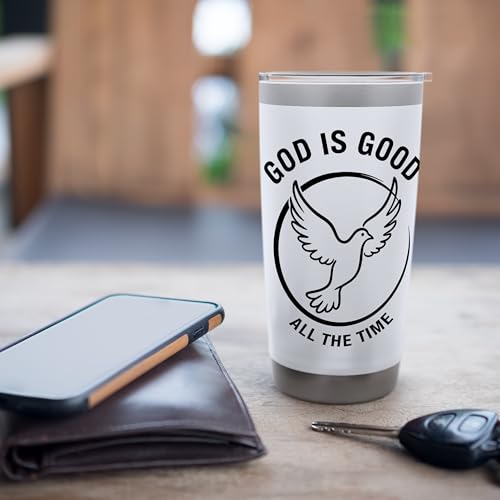 God is Good All The Time Religious Christian Gift Men Women Stainless Steel Insulated Tumbler White 567 g