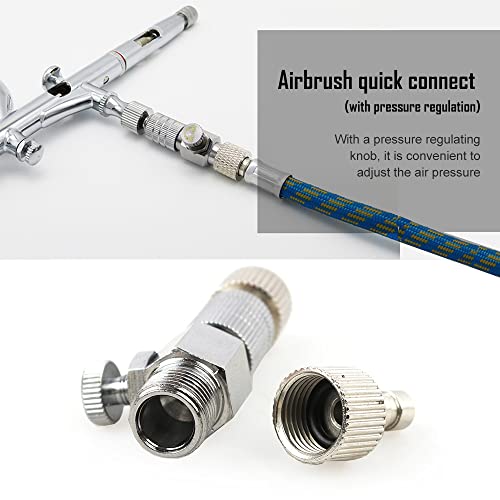 5 pcs Airbrush Adapter Set,Airbrush Quick Release Disconnect, 1/8" BSP Male and Female Coupling Set for Air Compressor and Airbrush Hose