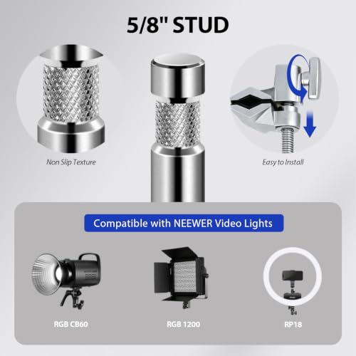 Heavy Duty 2" End Jaw Grip Head Matthellini Clamp with 5/8" Stud - Studio-Grade Mounting for Lights, Cameras, Diffusion, Accessories for Content Creators, Photographers, Filmmakes