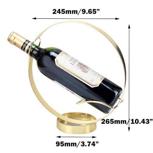 Metal Single Tabletop Wine Rack – Freestanding Countertop Decorative Wine Bottle Holder, Unique Wine Gifts and Accessories for Wine Lovers (2PCS Golden) 2pcs Golden