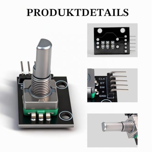 4 Pieces KY-040 Rotary Encoder Module Rotary Encoder, 360° Rotary Encoder Module with Rotary Encoder & Potentiometer Button, Static Torque Sensor for Electronics, Arduino & Multimedia