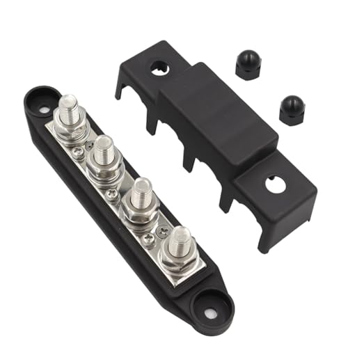 Pack of 2 12V-48V DC Busbar Distribution Block 250A BusBar Box with 4 x M8 Terminal Bolts High Performance Module, Power Distribution Block Grounding Current for RV Boat Yacht (Black Red)