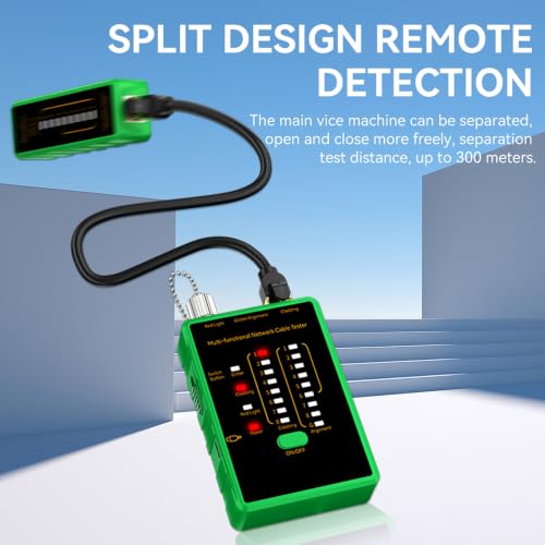 BoltBlaze green network cable tester and VFL fiber optic tool with RJ45 Ethernet cable testing functions