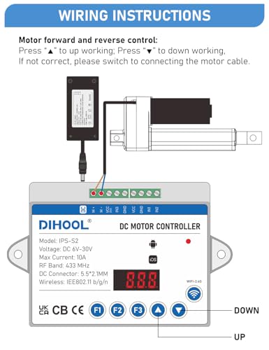 DIHOOL DC Motor Controller for Linear Actuators, 6V-30V DC Smart Switch WIFI Controller actuator controller