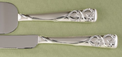 Hortense B. Hewitt Sparkling Love cake knife and server set for wedding or special occasions, with elegant designs.