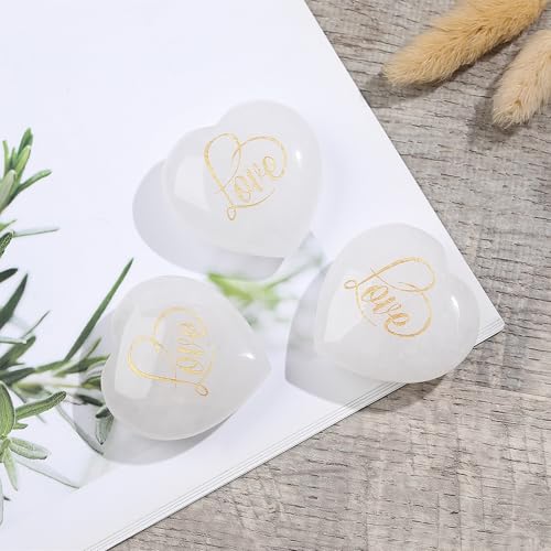 ZHIYUXI 45mm Clear Quartz Crystals Engraved Heart Stone Quartz Crystal G# Clear Quartz