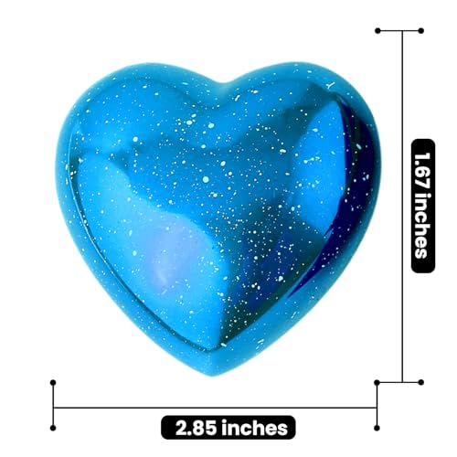 Decorative Blue Speckled Heart Keepsake with Gold Stand, Blue Galaxy Design, Heart Urns with Scented Candle for Human Remains Ashes