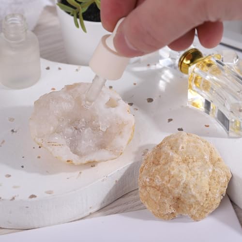 moonsix Pack of 2 Titanium Coated Angel Aura Quartz Geode, White
