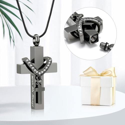 Cremation Jewelry for Ashes Pendant - Cross Urn Necklace With Me Always