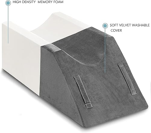 UBBCARE Leg Elevation Pillow for Leg/Knee Surgery Recovery, Memory Foam Leg Pillow with Velvet Washable Cover, Small Grey Small Grey(25.5"×9.4"×7.5")