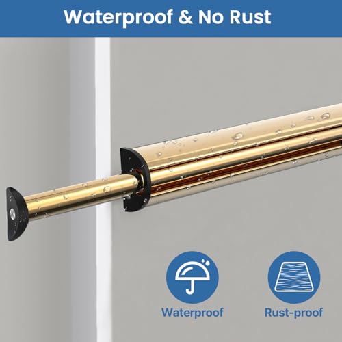 Valet Rod 14-Inch,Tenovel Closet Hanging Rod, Rust-Free Closet Hanging Clothes Hat Rack (Mounting Screws Included)-Matte Gold Matte Gold