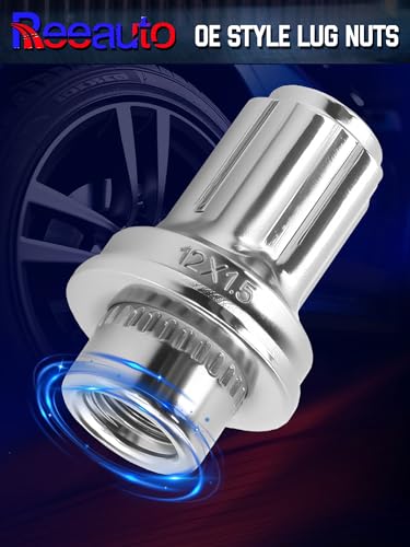 Reeauto M12 x 1.5 chrome wheel lock lug nuts set with 13/16-inch hex and 1.87-inch length
