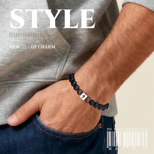 Graduation Gift for Him Men Adjustable Cross Bracelet