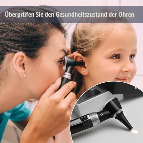 Portable Otoscope Kit: Otoscope with LED Light, Direct Lighting Ear Care Tool, 3x Magnification, 8 Caps and 1 Storage Case, Diagnostics for Children and Adults, for Home Use and Clinic