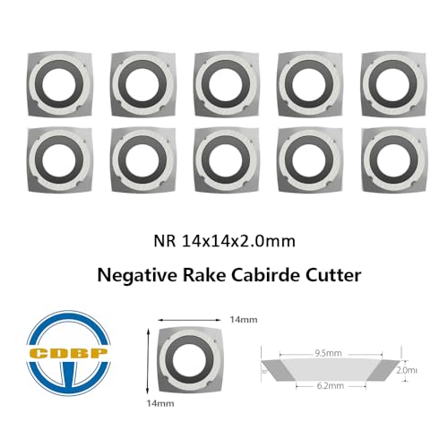 CDBP 14mm square negative rake carbide turning inserts, 14x14x2.0mm replacement cutters, 10-piece set