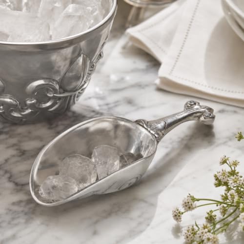 Arthur Court Fleur-De-Lis Ice Scoop Polished Aluminum 8 Inch Long for Ice, Candy, and Dry Goods Fleur De Lis